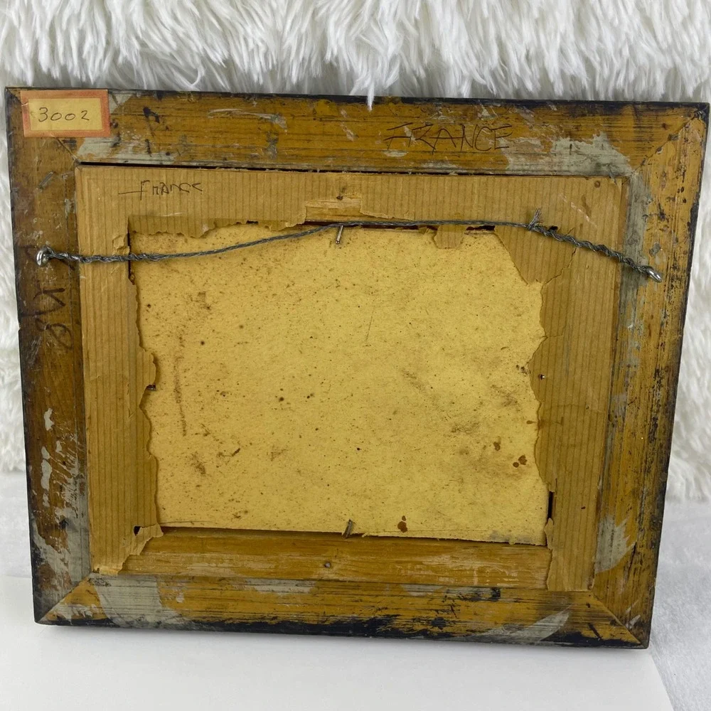 Antique French Still Life Oil Painting Red Apple Gold Frame Red Velvet Mat - Picture 11 of 16